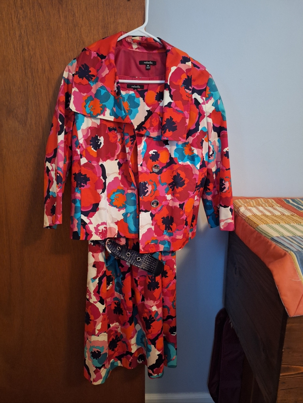 Rafaella Colorful Pink Floral Cropped Jacket (M) Sleeveless Midi Dress (12)
